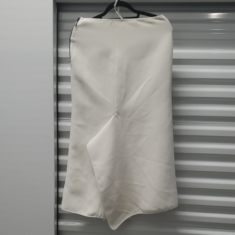 Nwot Sz 10 AU Maticevski White Asymmetrical Midi With Draped Fold Skirt